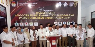 DPC Partai Gerindra Pandeglang Daftarkan 50 Bacaleg, Ketua DPC : Target 12 Kursi