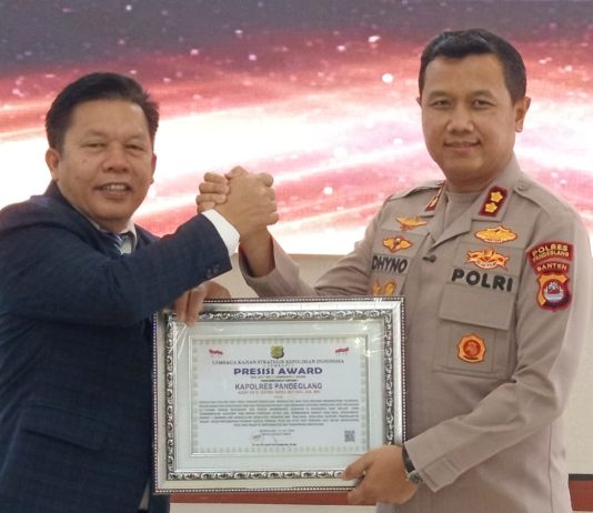 Kapolres Pandeglang Raih Penghargaan Presisi Award
